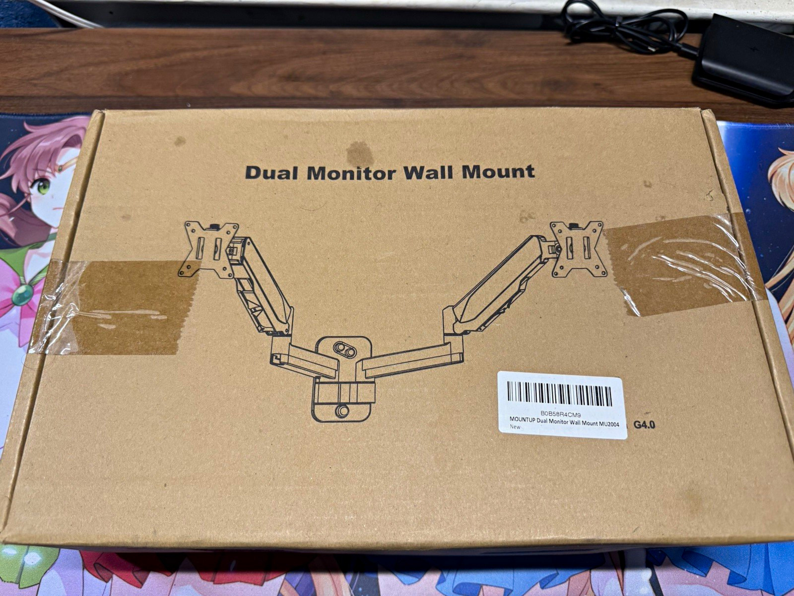 Dual Monitor Wall Mount, Tilt & Rotate Articulating Arm, Black, Universal MU2004