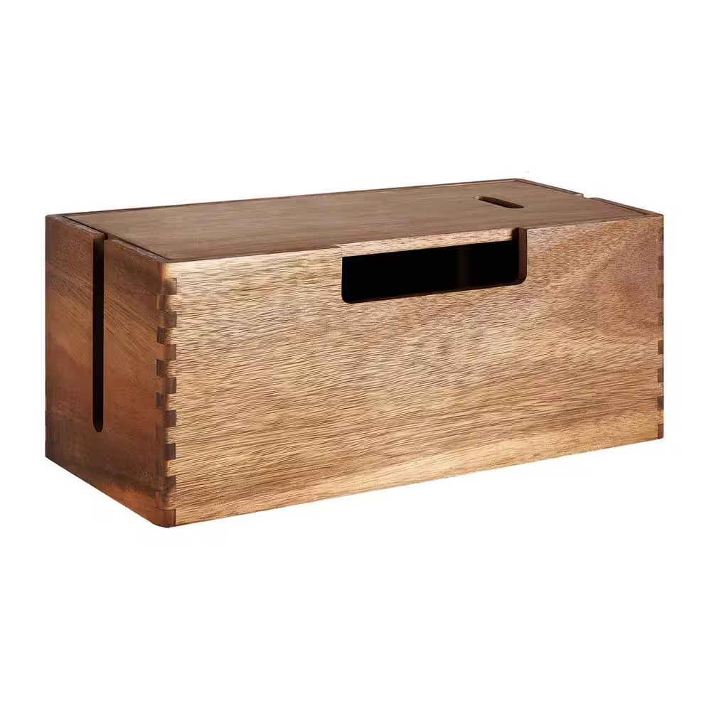 Acacia Series Large Cable Management Box Power Strip Cord Organizer Wood Cable H