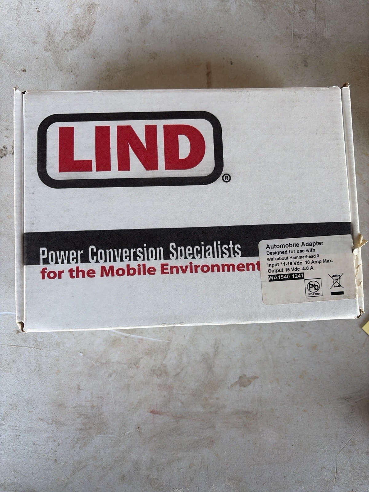 LIND WA1540-1241 DC Auto Adapter Walkabout Hammerhead 3 15V 4A