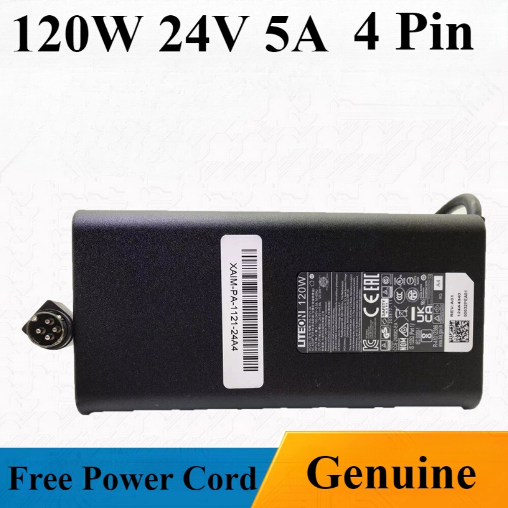 Original LITEON 120W 24V 5A 4 Pin Laptop Charger PA-1121-24 Adpater Power Supply