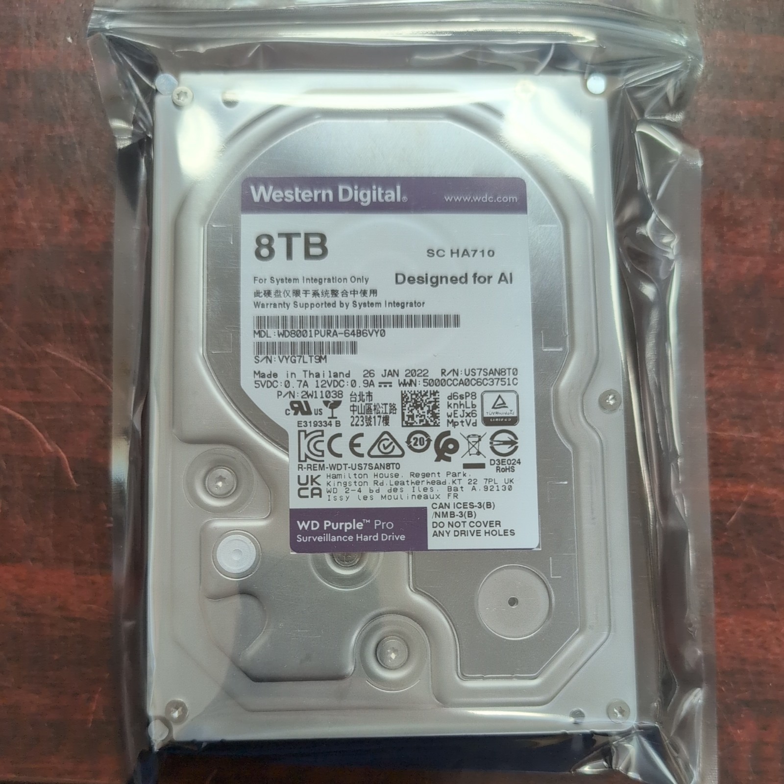 Western Digital 8TB Purple Pro AI 3.5" SATA HDD WD8001PURA - 16 Jan 2022