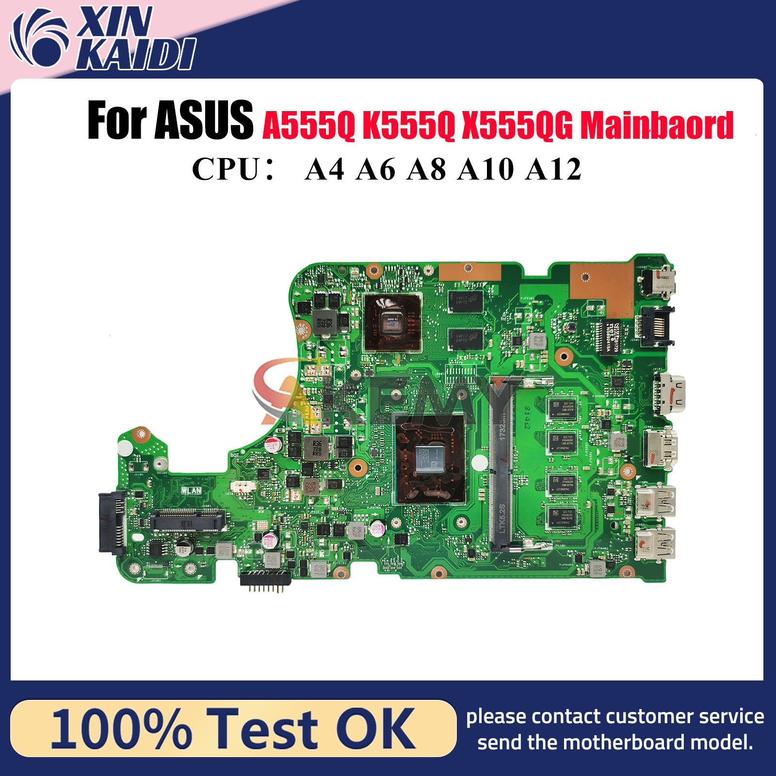 X555QG Laptop Motherboard For ASUS VivoBook A555Q K555Q Mainboard W/ CPU