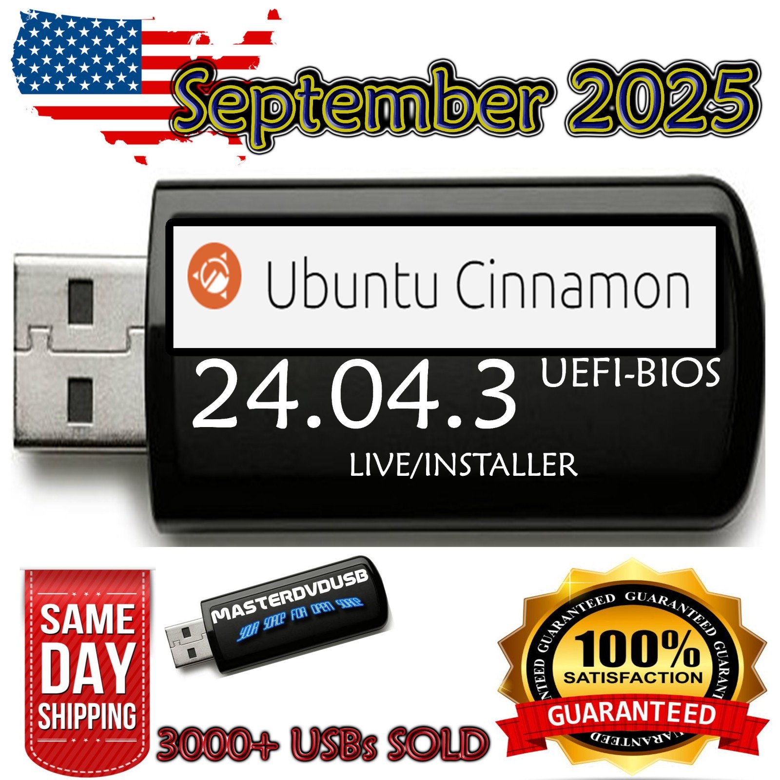 Ubuntu Cinnamon 24.04.3 LTS Bootable USB Live/Installer – Latest September 2025
