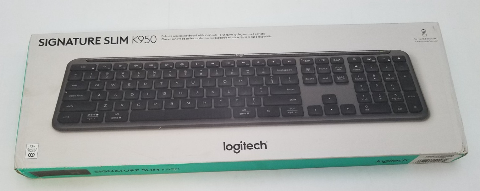 Logitech Signature Slim K950 Wireless Keyboard Graphite W/ USB dongle-920-012424