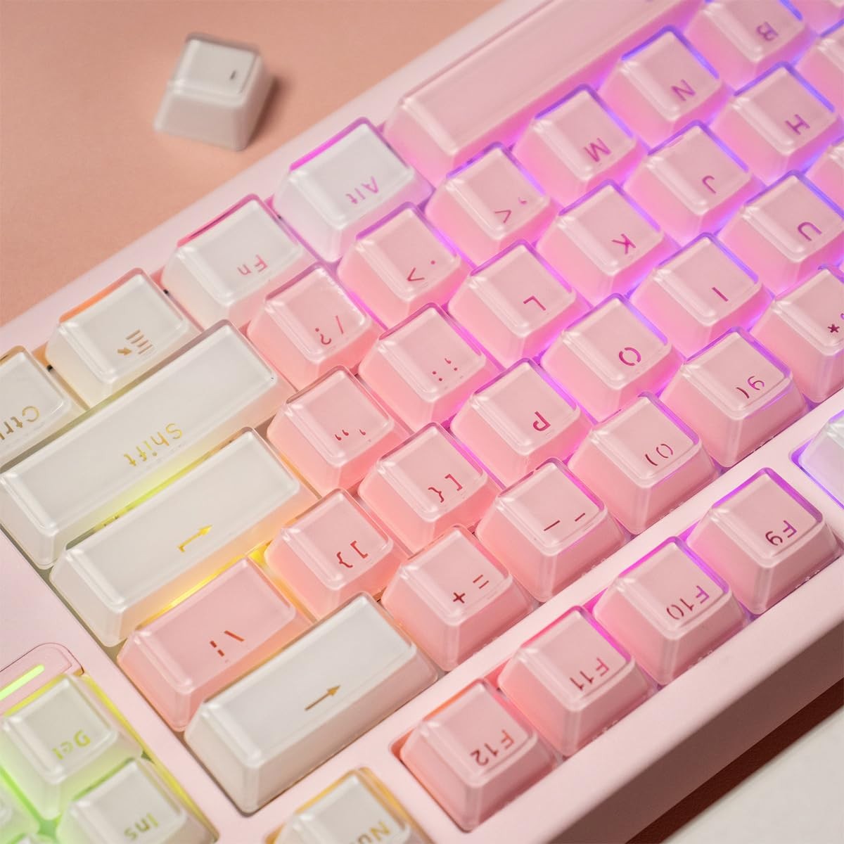 104 Keys Crystal Jelly White Keycaps Translucent OEM Profile Cute Custom