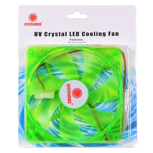 Coolmax CMF-1425-GN UV Reactive 4-Green LED Case Fan w/4-Pin 140mm (Green) NEW