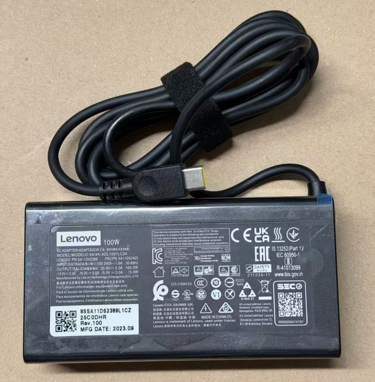 Original Lenovo 100W 20V 5A USB-C Charger AC Adapter ADL100YDC3A 5A11D52398