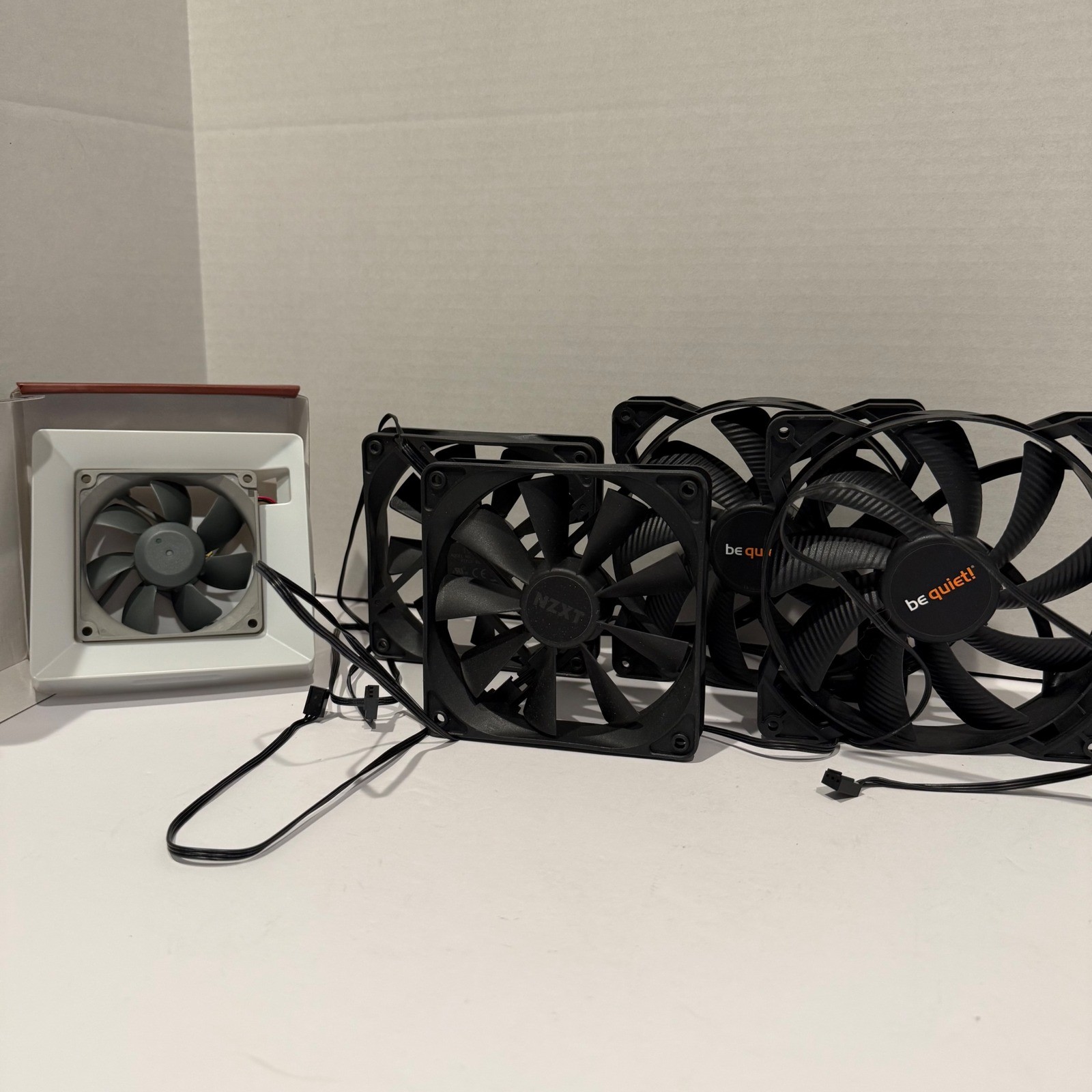 Set of 5 PC Case Fans: 1-Noctua NF-R8, 2-NZXT, 2-be quiet See description below