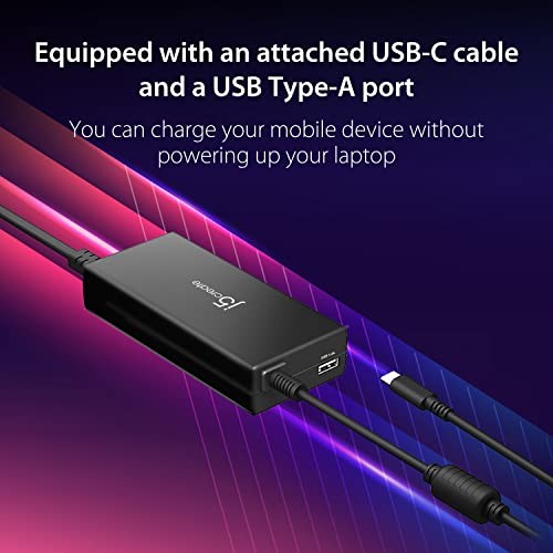 BLACK - J5CREATE USB TYPE C PD 100W FAST CHARGER FOR MACBOOK PRO, CHROMEBOOK,
