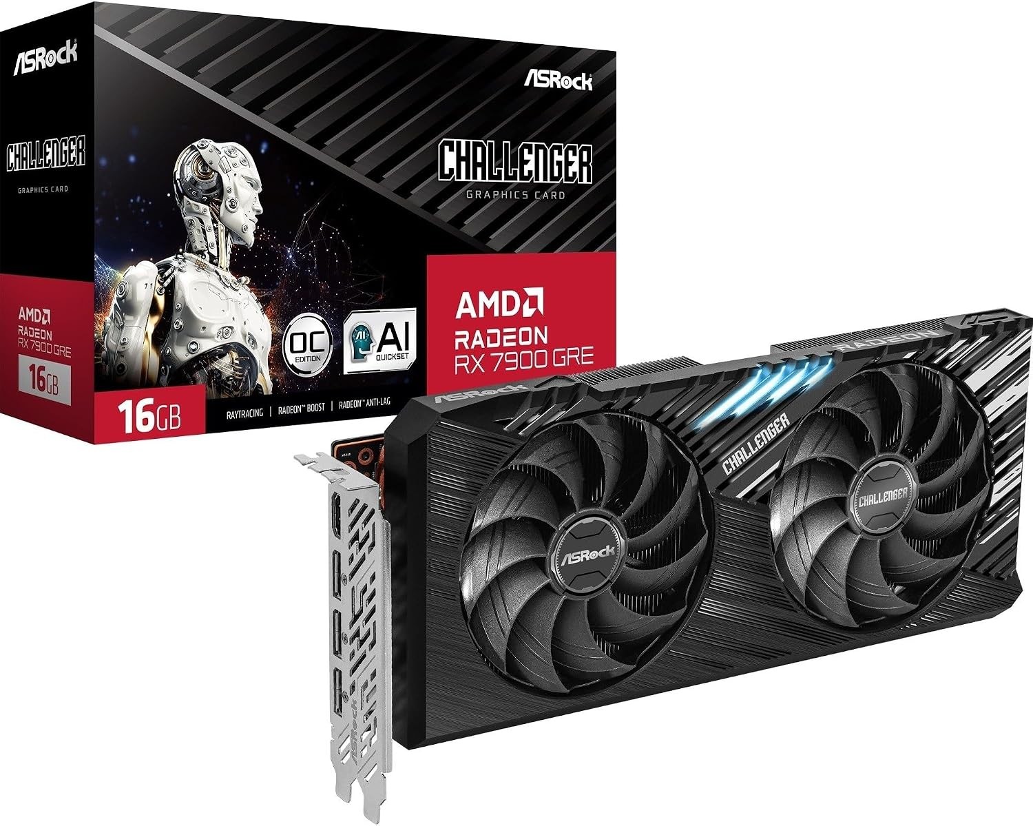 ASRock AMD Radeon RX 7900 GRE Challenger 16GB OC Graphics Card RX7900GRE CL 16GO