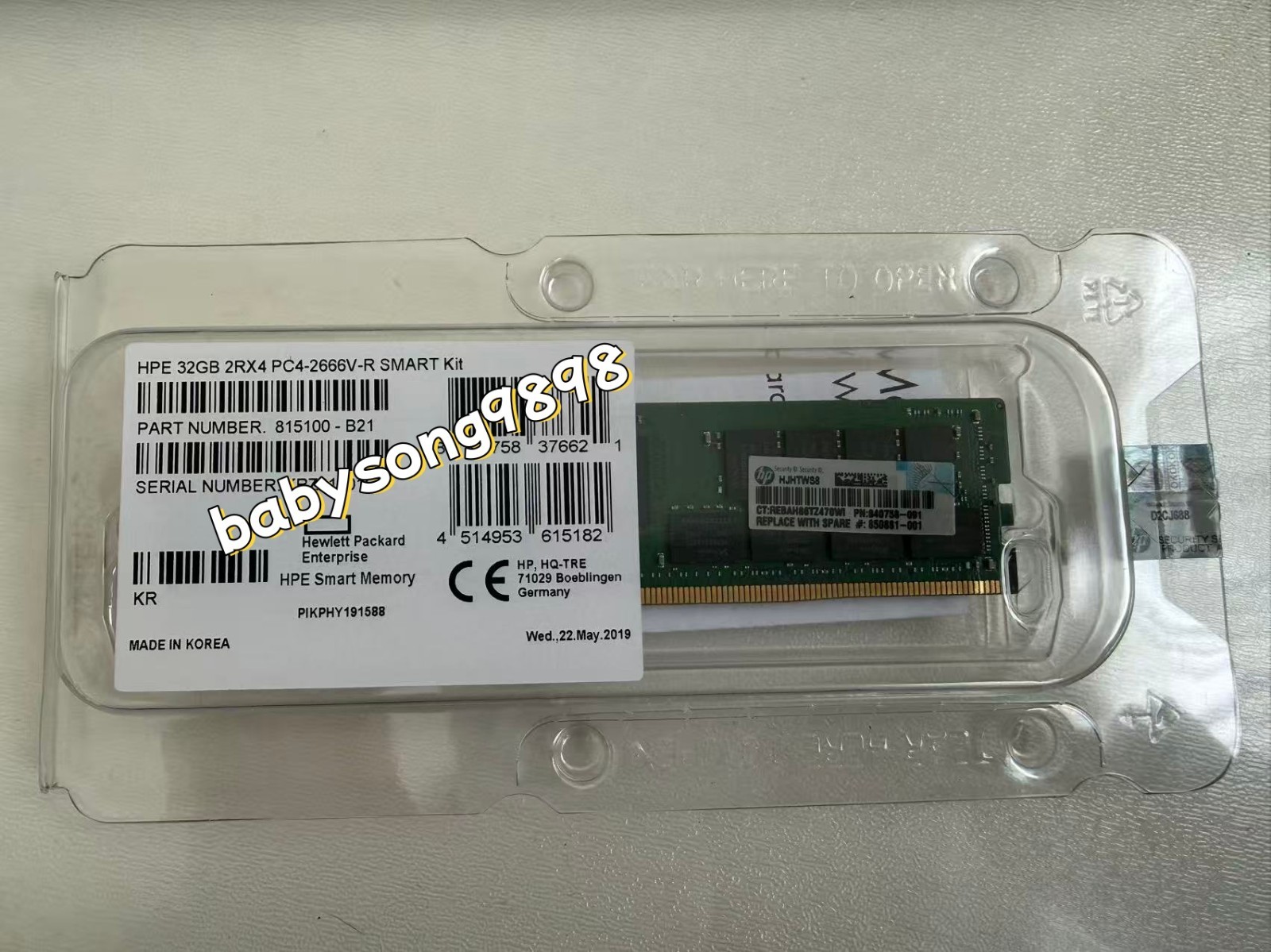 815100-B21 850881-001 840758-091 HPE 32GB DDR4 PC4-2666V GEN10 ECC Server Memory