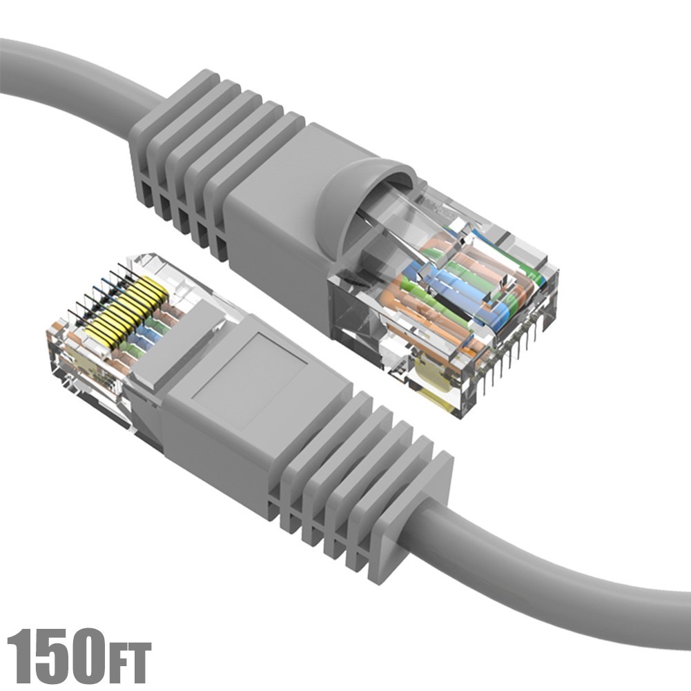 150FT CAT6 RJ45 Network LAN Ethernet UTP Snagless Patch Cable Copper Wire Gray