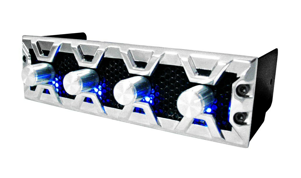 Fan Controller 4 Channels Lamptron FC3 Silver Black Bezel Blue LED for 5.25" Bay