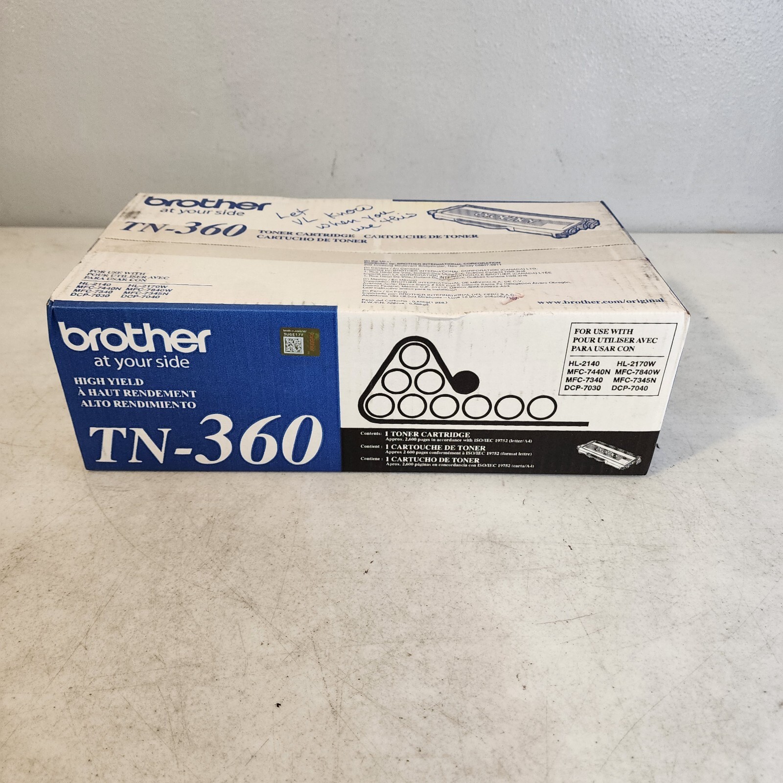Brother TN-360 Black Hi Yield Toner Cartridge Genuine New Sealed In Open Box