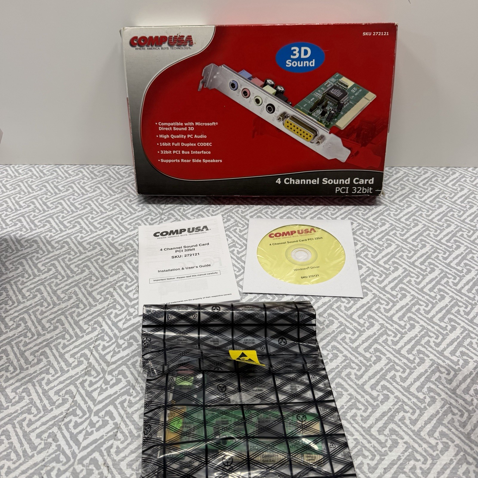 COMP USA - 4 Channel, PCI, Full Duplex, 3D Sound, Sound Card, NEW Open Box.