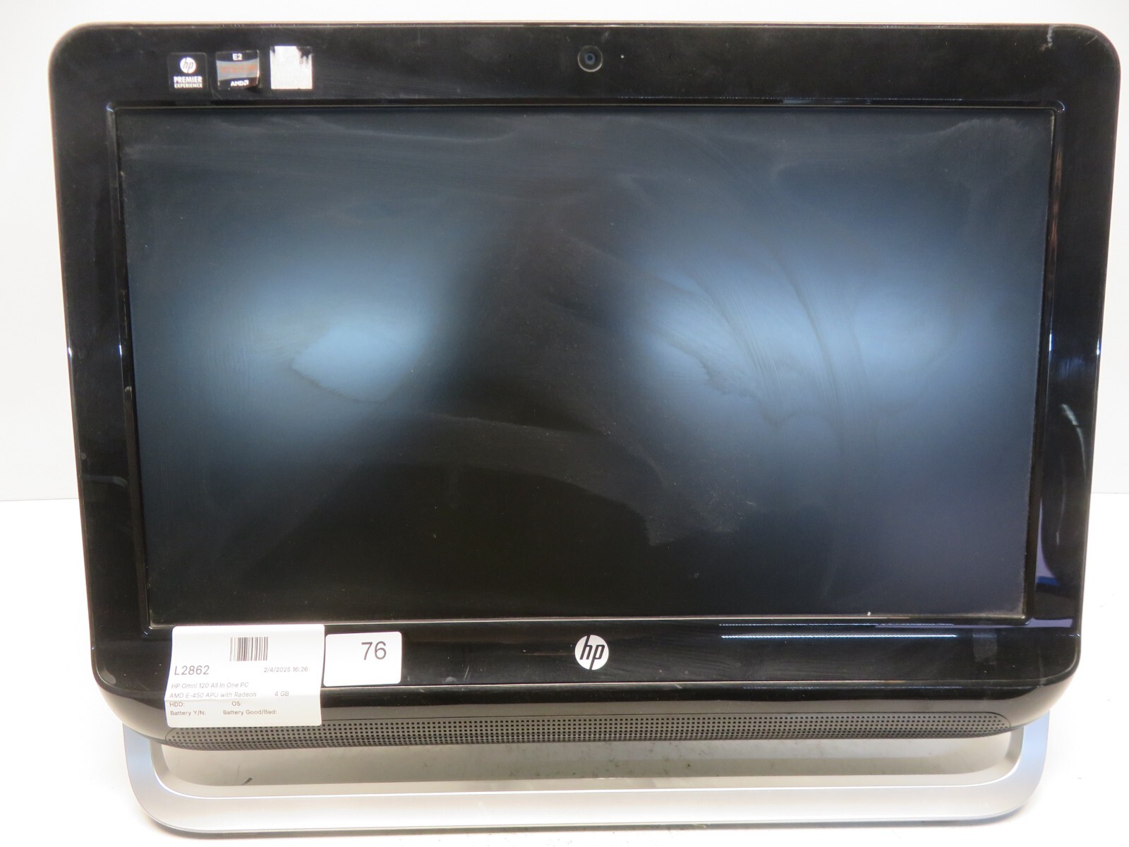 HP Omni 120-1124 AMD E-450 APU with Radeon HD graphics 4 GB NO HDD