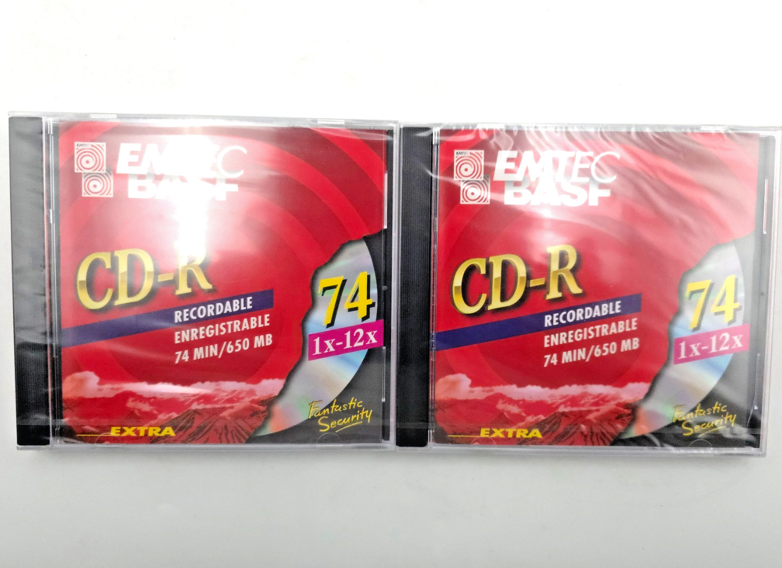 EMTEC BASF CD-R Recordable 650mb Discs - 74 Mins/1x-12x Lot of 2 New Sealed