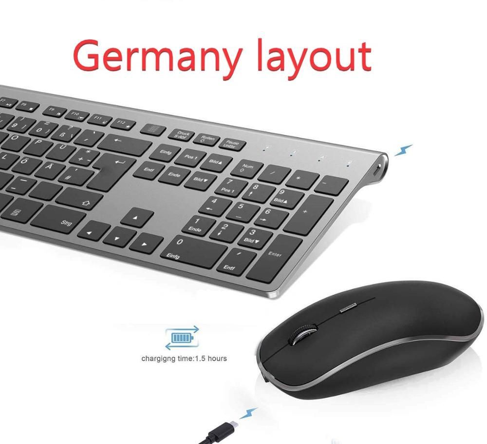 Rechargeable Keyboard Wireless Silent USB Arabic German English French Spanish