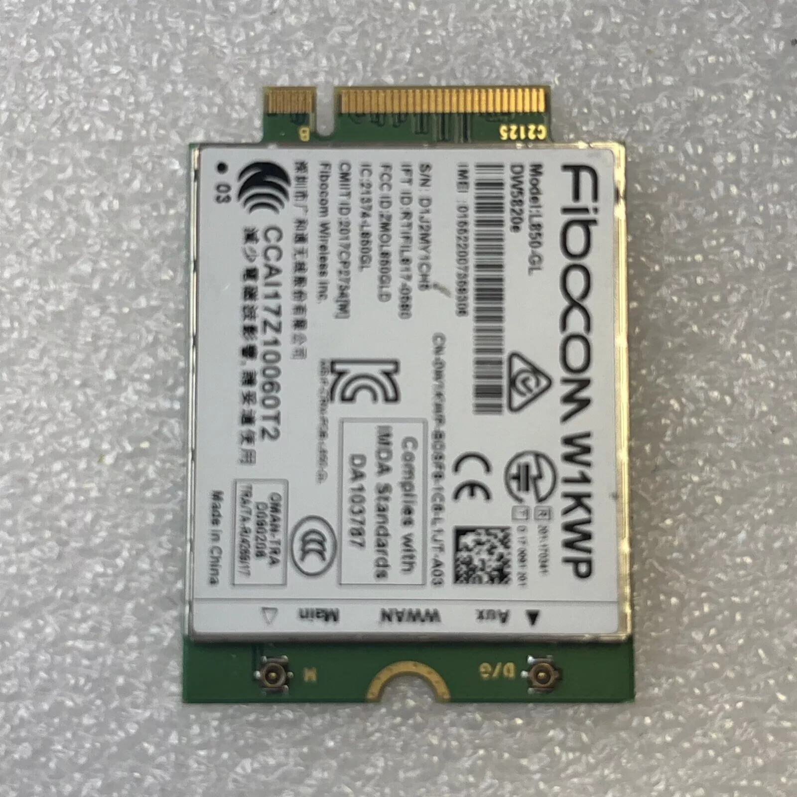 W1KWP Fibocom LTE/WCDMA 4G WWAN Wireless Card A02 L850-GL DW5820e Dell