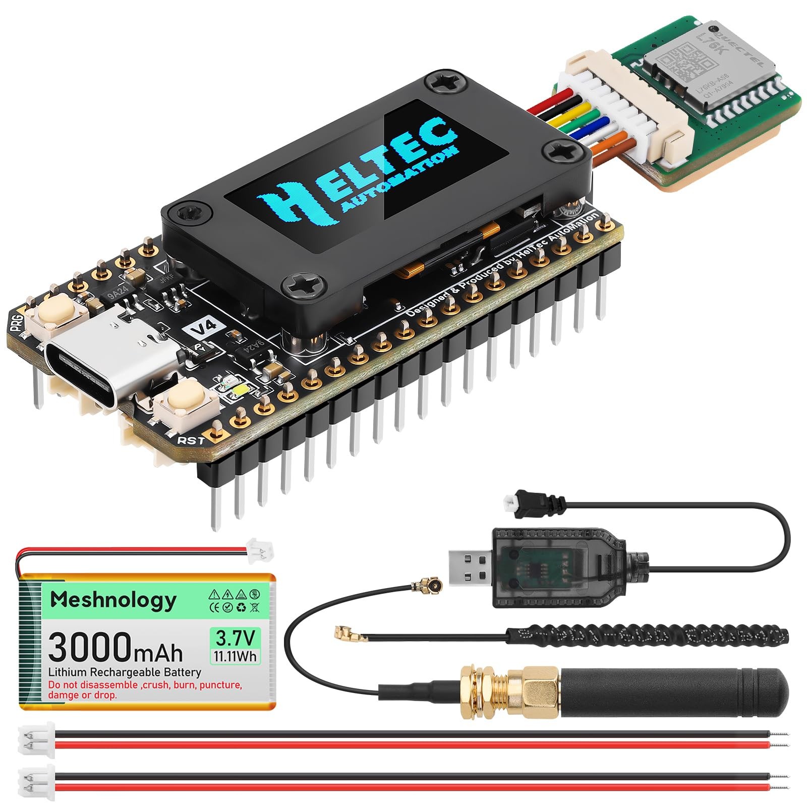 Meshnology ESP32 LoRa V4 Development Board + L76 G - 1 Set (V4 + GNSS + Battery)