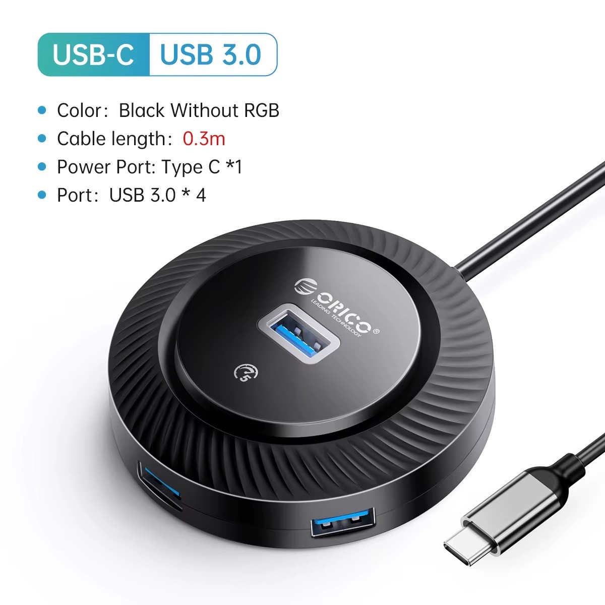 ORICO USB Hub RGB 2-4 Port USB-A/C 5Gbps for PC MacBook 30cm Cable