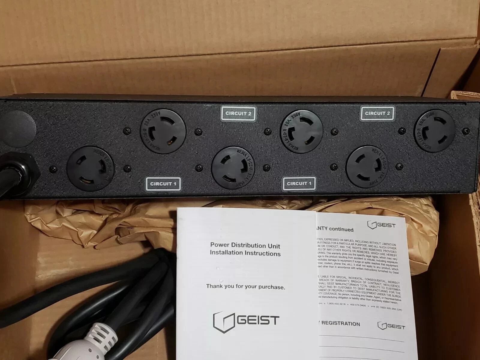 Basic Geist 2XPRC060-103L20TL6 2U Rack 24 Amp 208V 4.9KW Output PDU 6x L60-20R