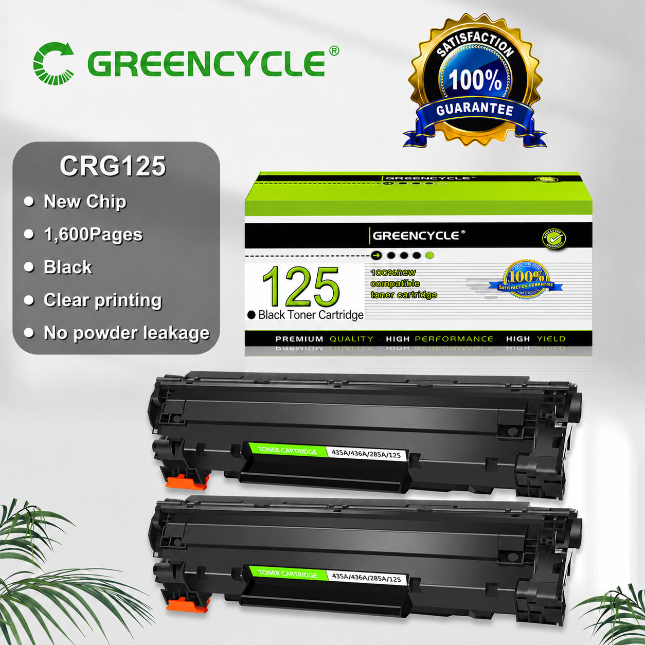 2 Pack Canon 125 CRG-125 Laser Toner for MF3010 LBP6000 LBP6030w LBP6018L Black