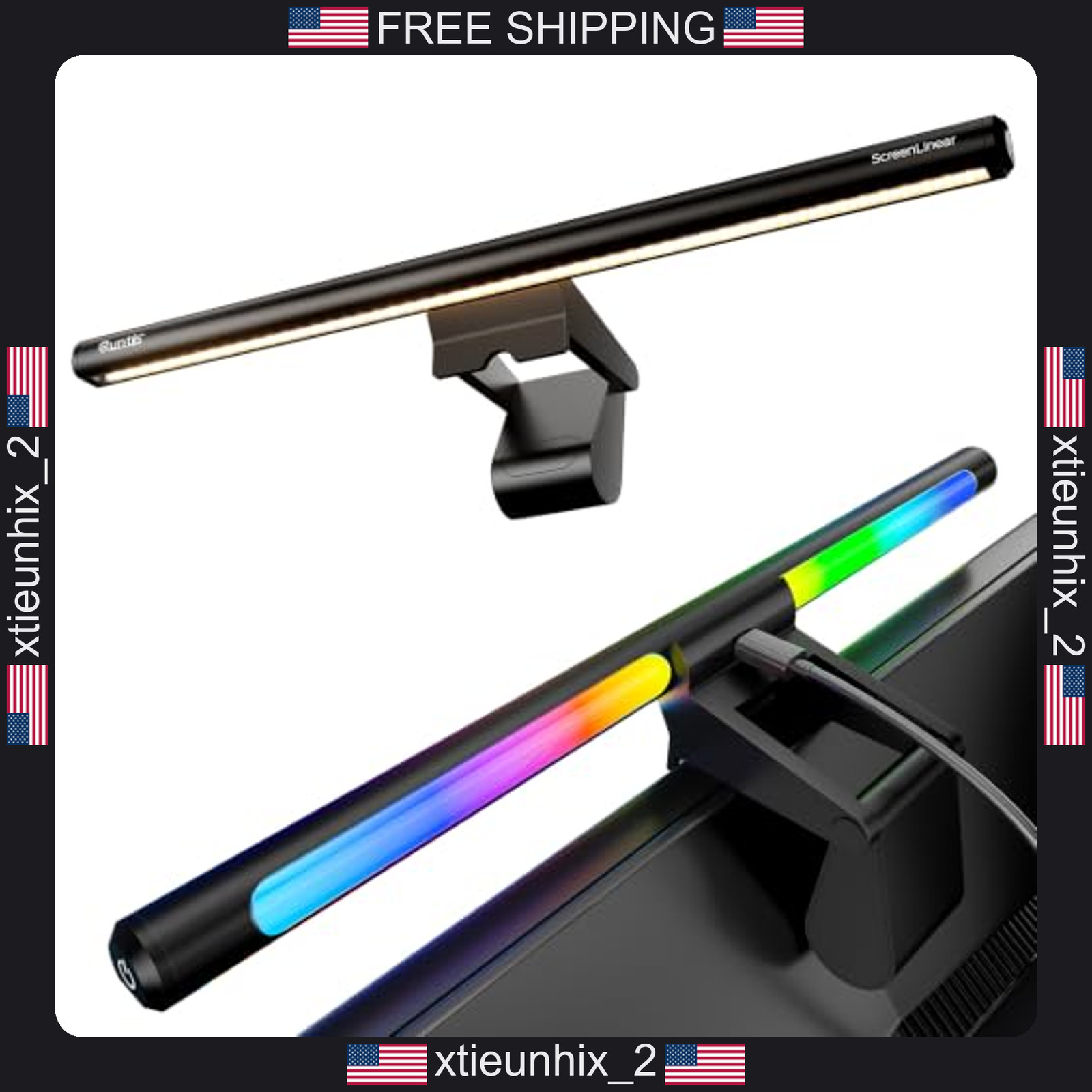Quntis Monitor Light Bar 15.7 Inch, Eye Care Dual Light with 24 RGB Modes