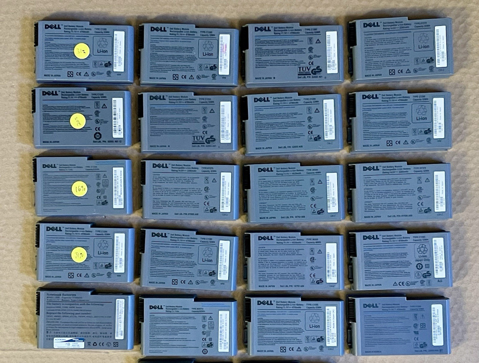 Lot of (44) Dell Latitude D500/D600 Series Batteries C1295/6Y270/3R305 (AS-IS)