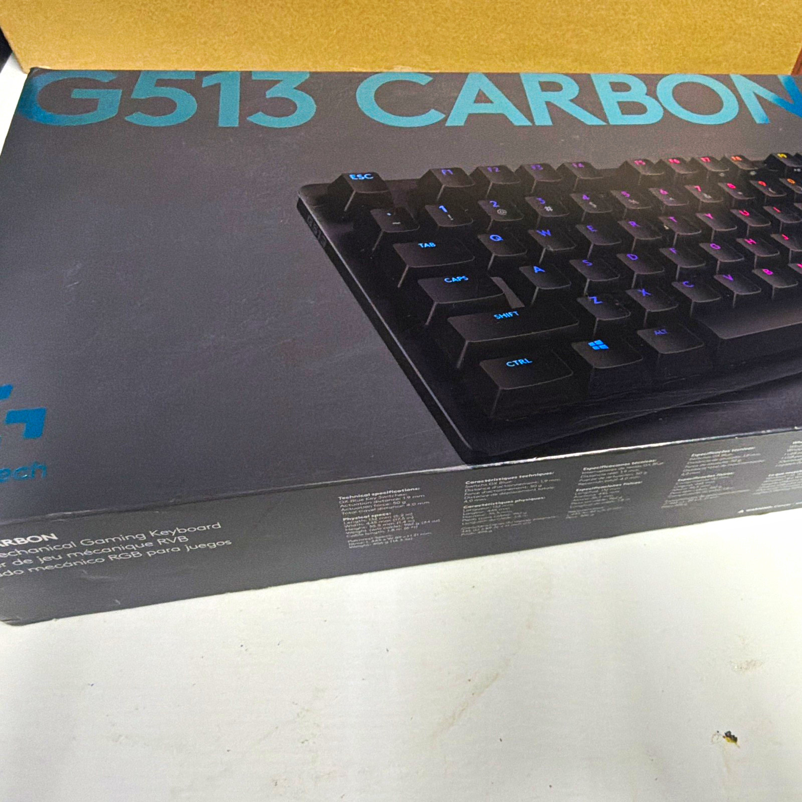 Logitech G513 Carbon RGB Mechanical Keyboard GX Blue Clicky USB Black QWERTY