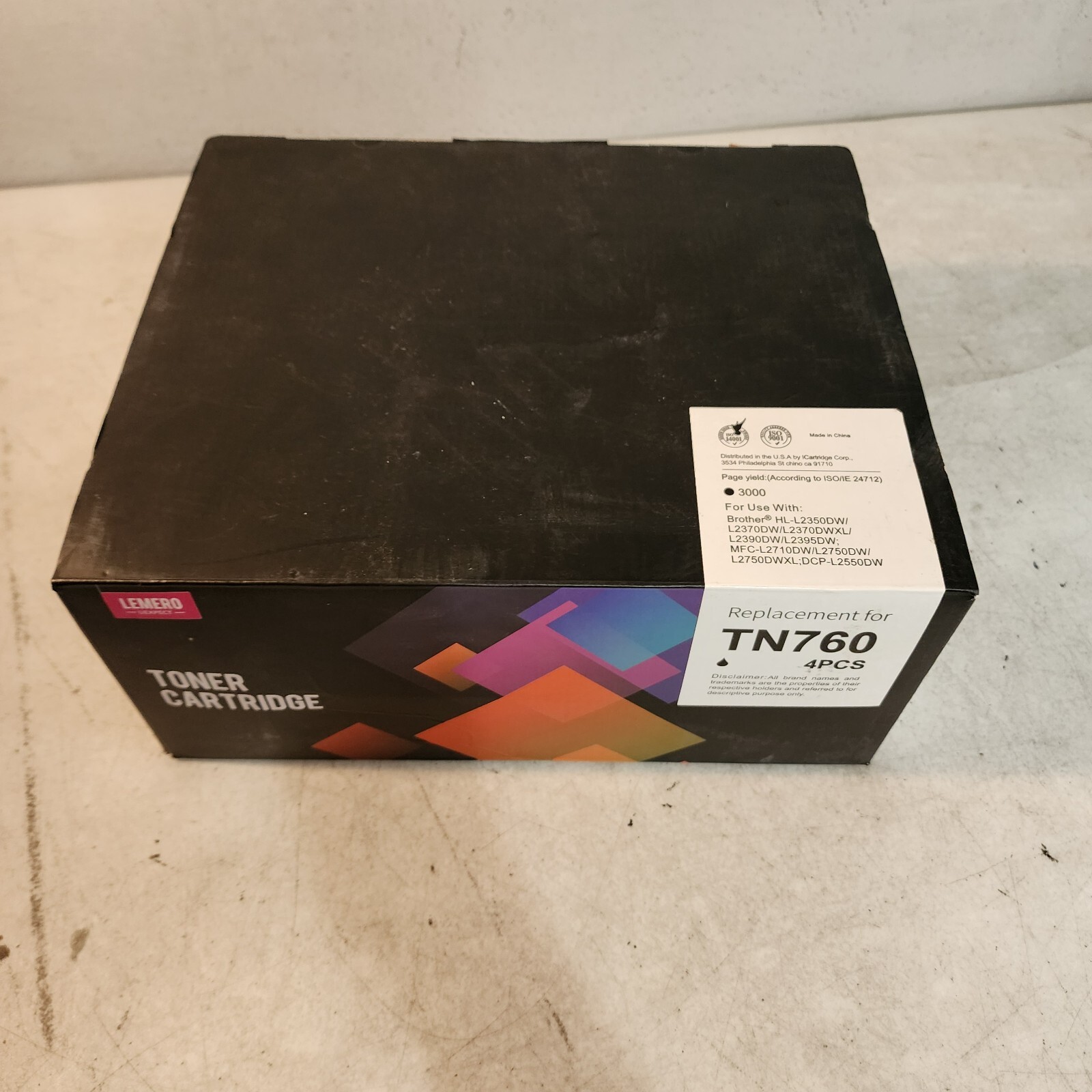 Brother TN-760 Black Hi Yield Toner Compatible 4 Pak Sealed No Box 