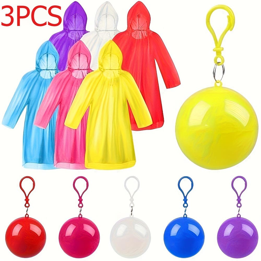 Disposable Portable Emergency Reusable Durable 3PCS Adult raincoat with keychain