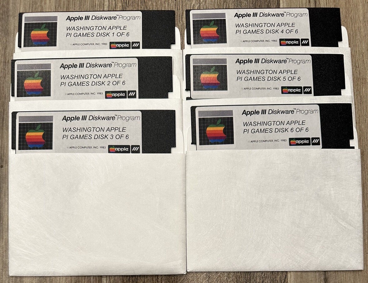 Apple III 3 Computer Washington Pi Games 6 Disk Set / Apple III Home Computers