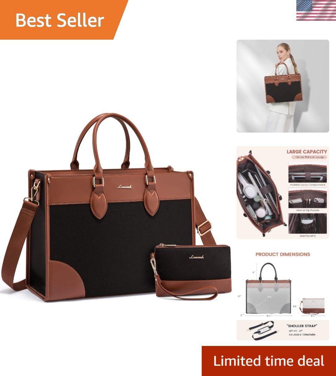 Stylish Waterproof Laptop Bag for Women 15.6 Inch - Perfect for Work & Travel