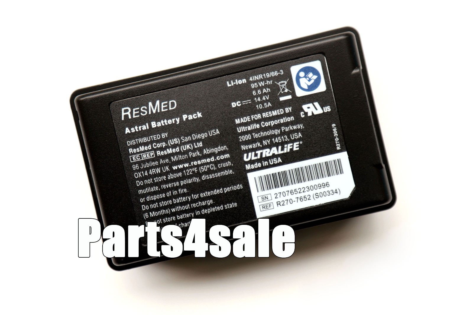 Genuine R270-7652 / R270-7417 Battery for ResMed Astral 150 Ventilator Ultralife