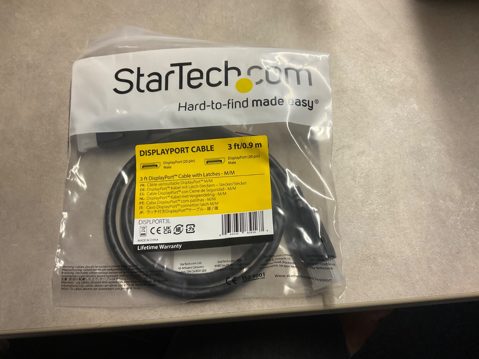 StarTech DISPLPORT3L 3ft (1m) DisplayPort 1.2 Cable, 4K x 2K UHD VESA Certified