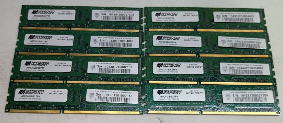 8x 4GB DDR3-1600 PC3-12800 DIMM Desktop RAM AMC4GB/62759 Micro Depot Micron