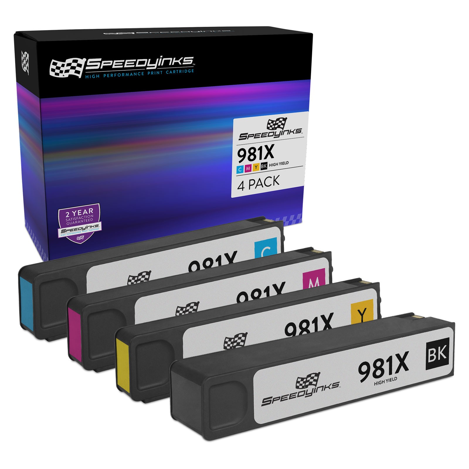 Speedy Reman 4PK HP 981X HY BCMY Ink Set for 556dn, MFP 586f, MFP 586z