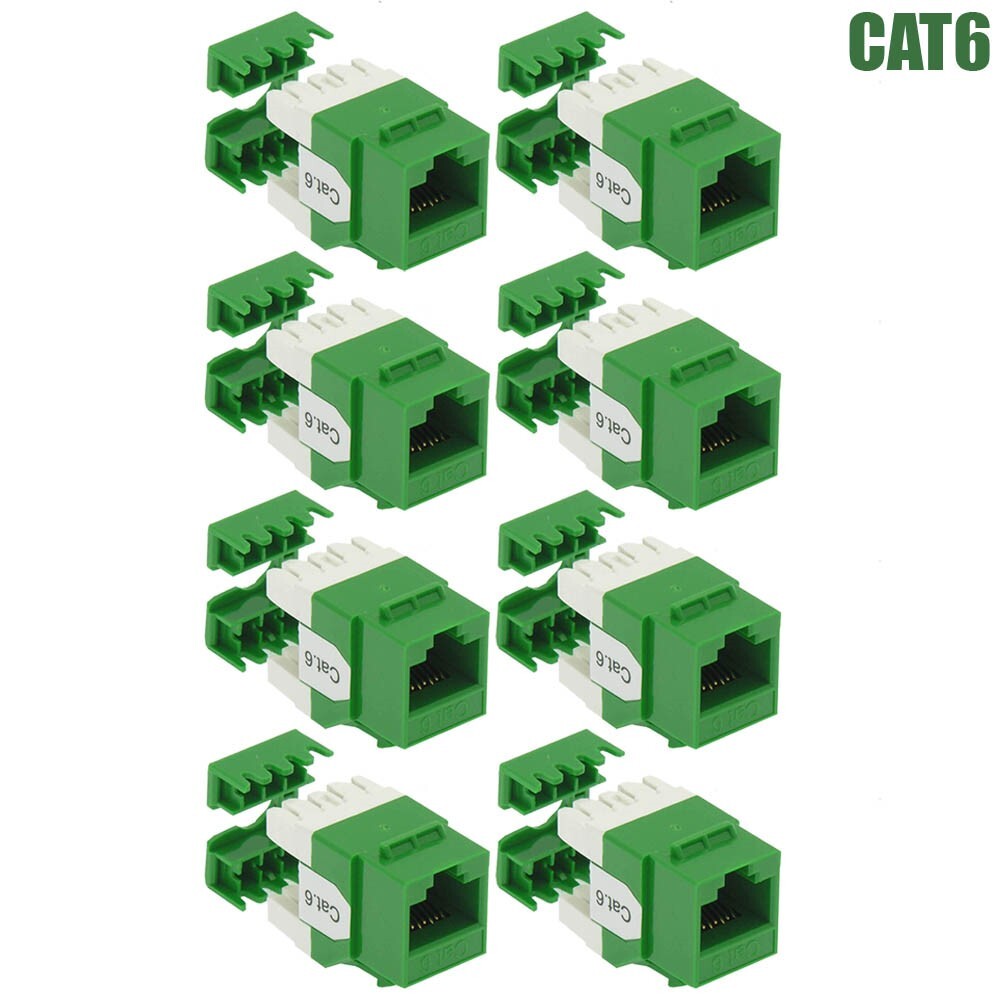8x CAT6 RJ45 Network LAN Ethernet Keystone Jack 110 Type 180 Degree 8P8C Green