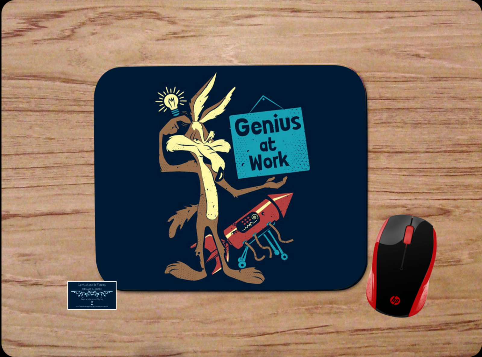 LOONEY TUNES COYOTE GENIUS AT WORK FUNNY CUSTOM PC MOUSE PAD MAT DESK MAT GIFT