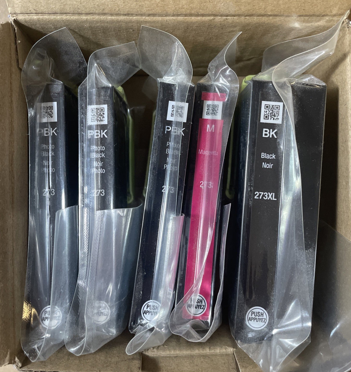 5pk Genuine Epson Inks One Black 273XL Three 273 PBK & One 273 Magenta 