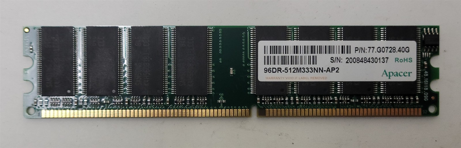 Apacer 96DR-512M333NN-AP2 Memory Module 512MB DRR1 SDRAM PC2700 - tested/pic