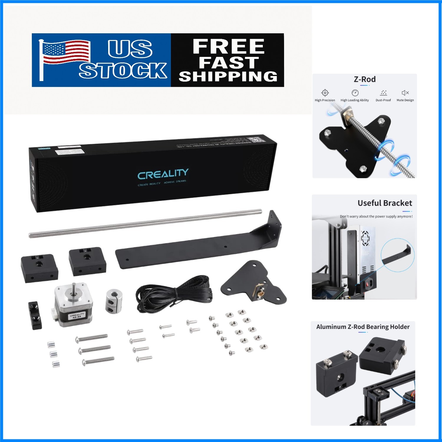 Official 3D Printer Ender 3 Pro Dual Z-Axis Kit with Lead Screw & Stepper Motor