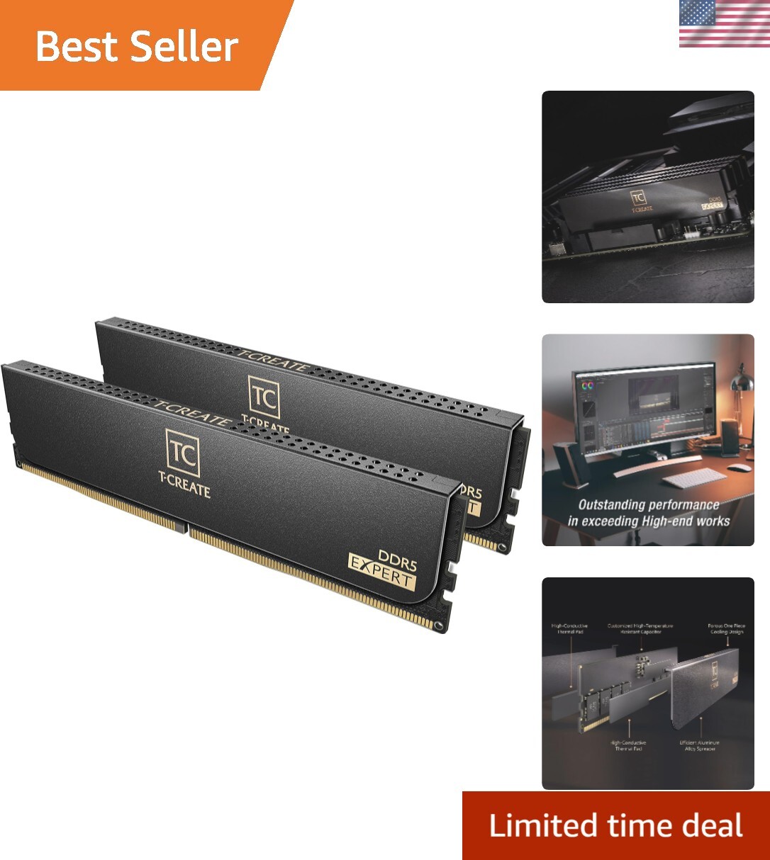 T-Create Expert Overclocking 10L 48GB Kit 2 x 24GB 7200MHz PC5-57600 CL34 M-D...