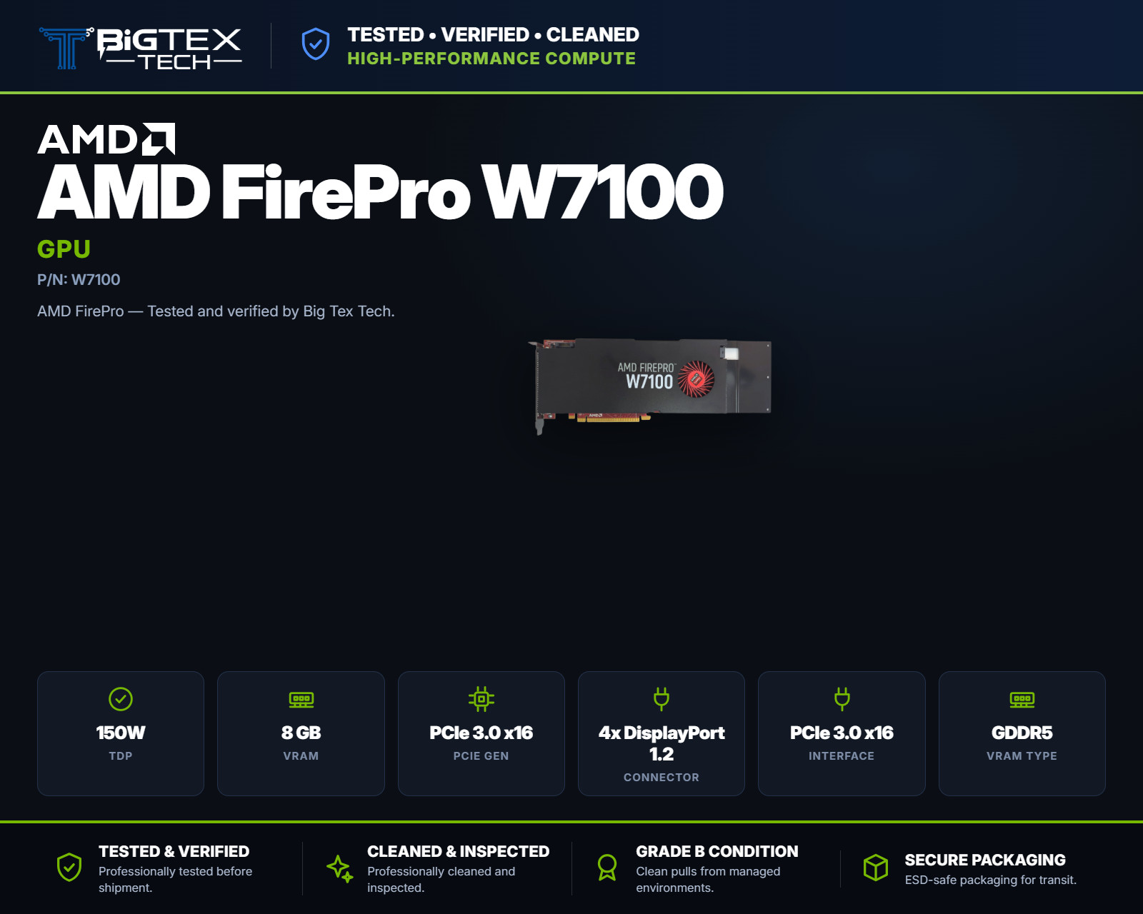 AMD FirePro W7100 8GB GDDR5 Workstation Graphics Card PCIe 3.0 x16 Single-Slot