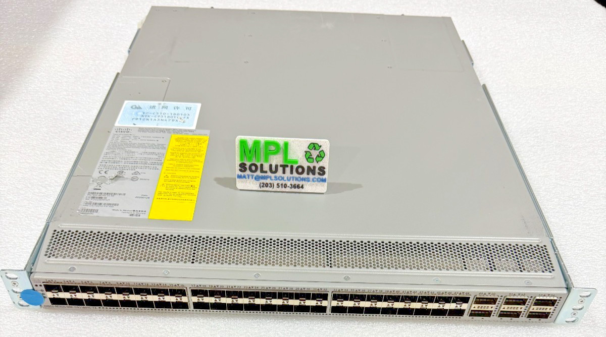 Cisco Nexus N9K-C93180YC-FX 48 Port Network Switch Good condition rack ears