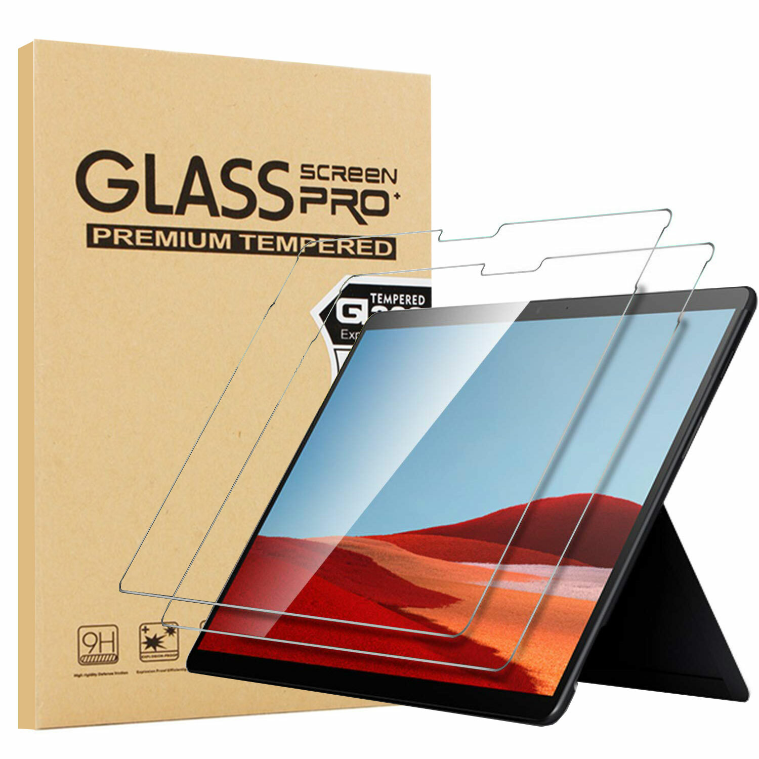 2X Crystal Clear Tempered Glass Screen Protector for Microsoft Surface Pro X
