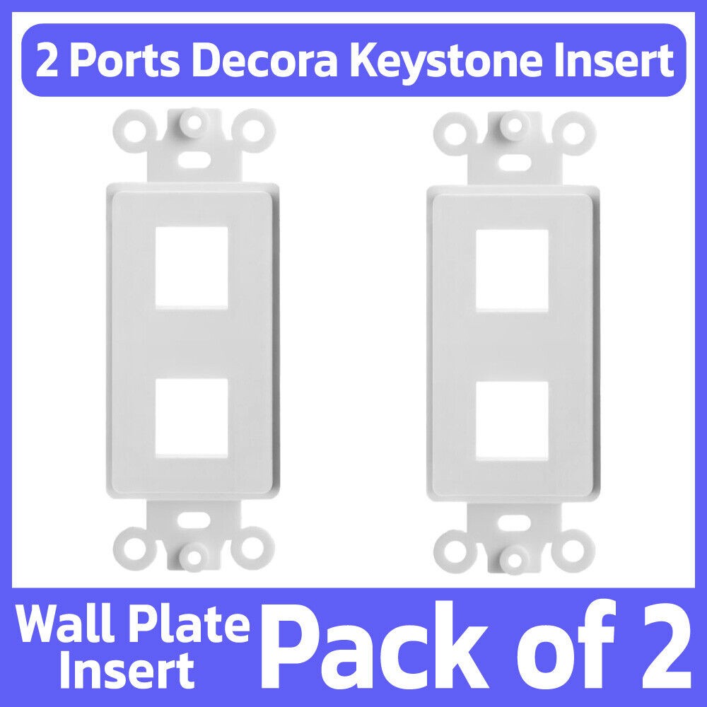 2 Pack Keystone Wall Plate Insert Two Port 2 Keystone Jack Fits Decora Wallplate