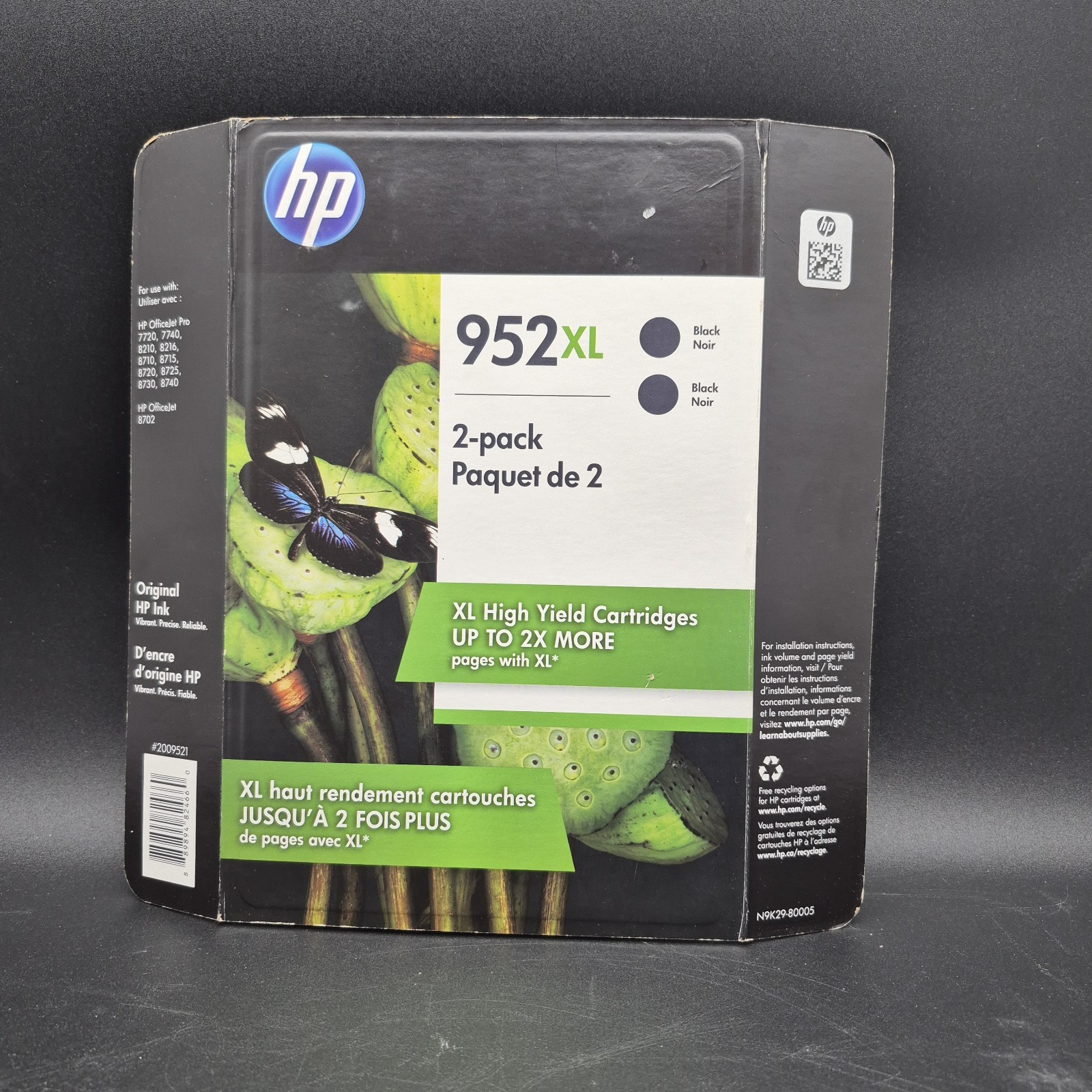 HP 952XL Black Ink Cartridges 2 Pack Expired 12/20-- Sealed 