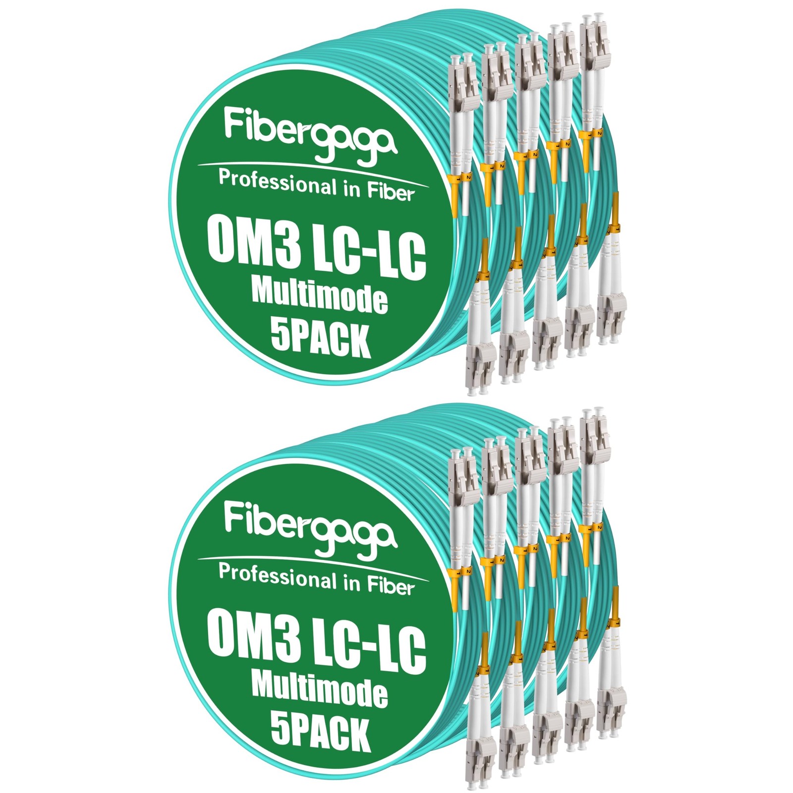 10Pack-0.5M(1.6ft) OM3 LC to LC Fiber Patch Cable, Multimode Jumper Patch Cor...